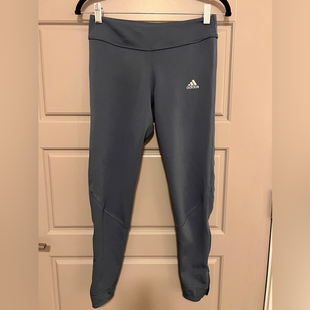Adidas climacool leggings blue/gray with ankle zip size small
